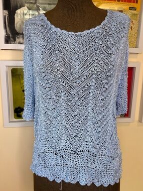 Y2K Baby Blue Beaded Crochet Top – Fairycore Knit